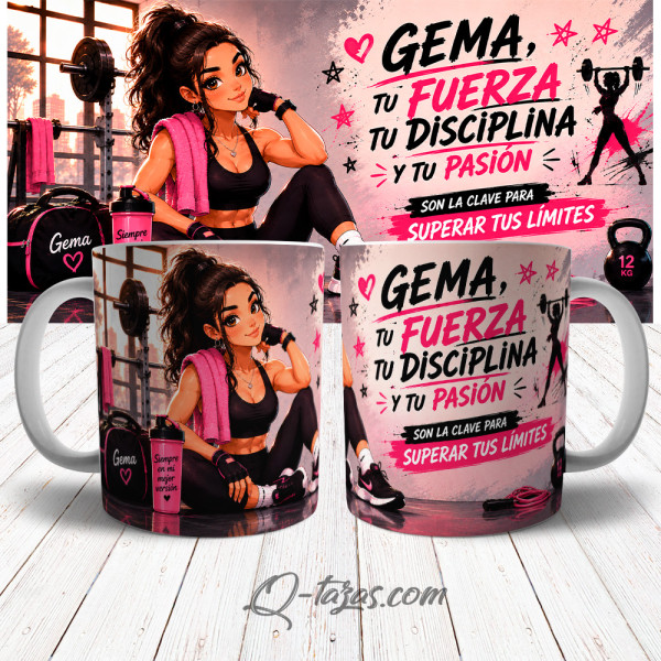 Taza deporte con nombre - 001